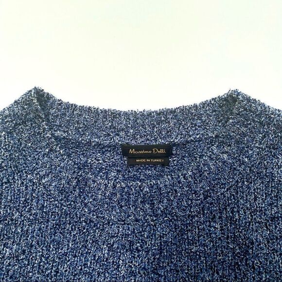 Massimo Dutti Textured Knit Long Sleeve Crew Neck Sweater Blue Women’s XS - Picture 2 of 10